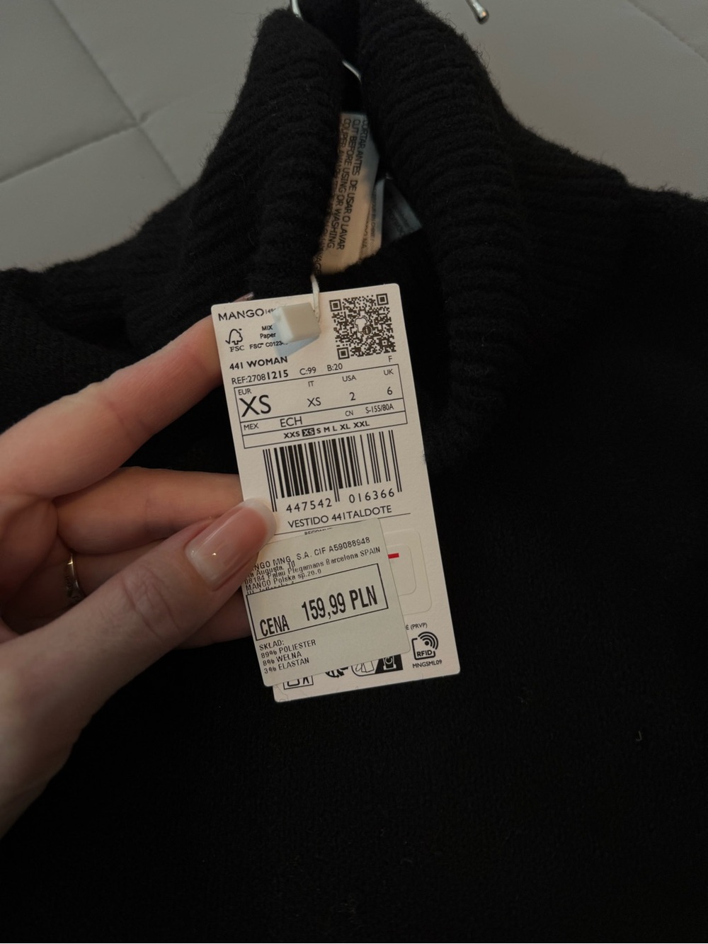 Mango Black Ribbed Turtleneck Sweater
